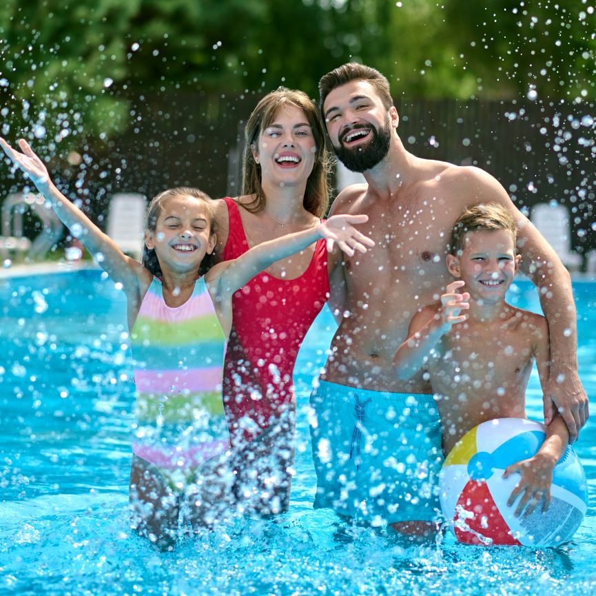 Family in a swimming pool